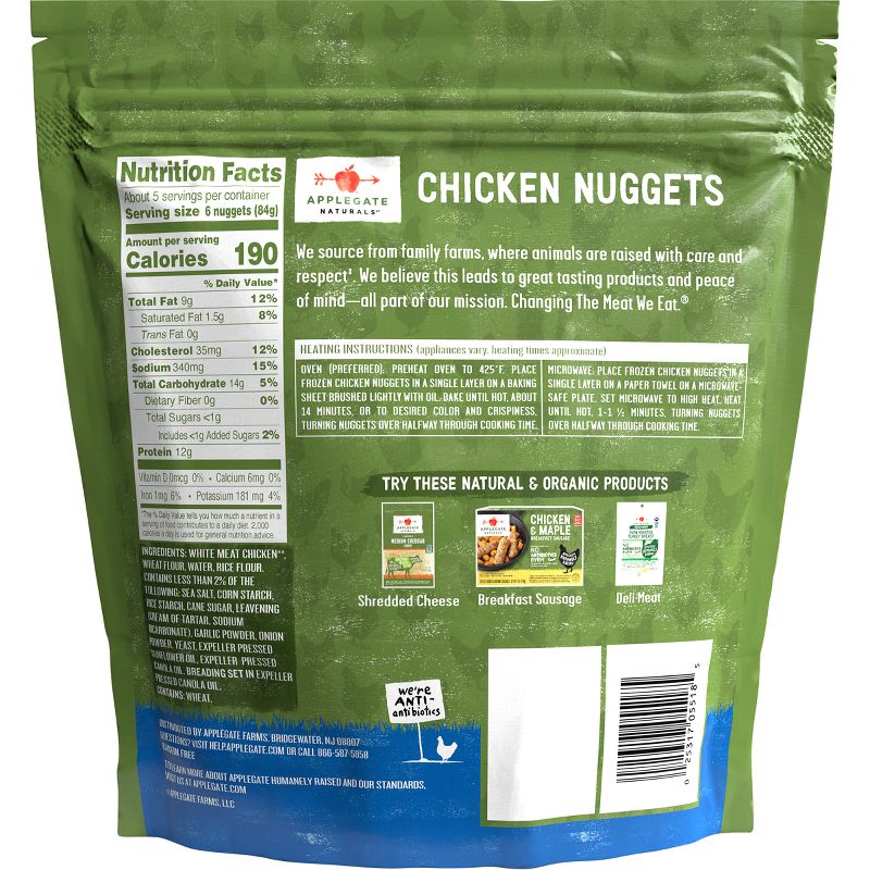 Applegate Naturals Family Size Chicken Nuggets - Frozen - 16oz, 3 of 6