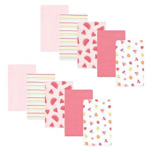 Hudson Baby Infant Girl Cotton Flannel Burp Cloths, Fruit Salad, One Size - 1 of 4