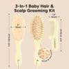 Baby Hair Brush and Comb Set, Oval Wooden Baby Brush Set for Newborns, Infant, Toddler Grooming Kit - 2 of 4