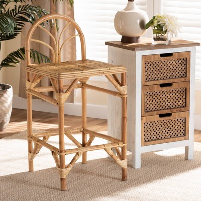 Seville Handmade Rattan Natural Counter Stool with Curved Backrest