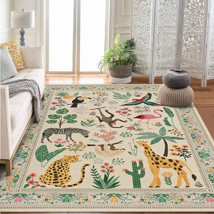 Washable Animal Living Room Rug, Soft Low Pile Non Slip Large Carpet for Bedroom, Nursery, Farmhouse, Hallway, Entryway, Laundry, Nursery, Kids Room - 1 of 4