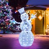 Tangkula 5 FT Christmas Lighted Snowman with Stars Lighted Christmas Decoration with 140 Cold White LED Bulbs Ground Stakes & Zip Ties Included - 4 of 4