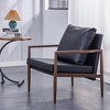 Cooper 28.74" Wide Faux Leather Thick Padded Backrest and Seat Cushion Walnut Metal Legs With Armrest Accent Chair-Maison Boucle - 3 of 4