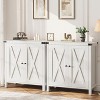 Small Storage Cabinet 2 Piece, Farmhouse Sideboard Buffet Cabinet with 2 Doors and Adjustable Shelves, for Living Room, Dining Room, Kitchen, Hallway - 2 of 4