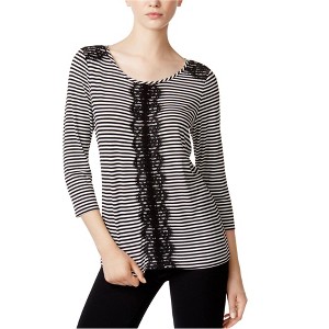 maison Jules Womens Lace Trim Knit Blouse - 1 of 1