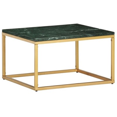 vidaXL Coffee Table Green 23.6"x23.6"x13.8" Real Stone with Marble Texture'