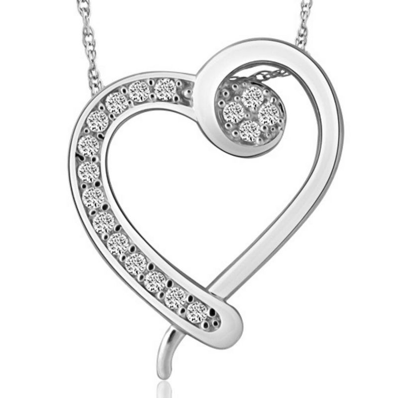 Pompeii3 1/4Ct Diamond Heart Pendant Necklace in 10k White, Yellow, or Rose Gold, 1 of 6