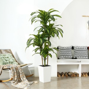 6ft UV & Sunproof Artificial Dracaena Tree for Indoor/Outdoor - Faux Silk Plant in Tall Planter, Tall Faux Tree for Home & Garden Decor - 1 of 4