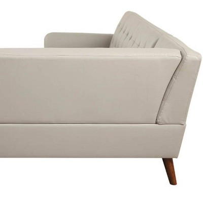 Gray Faux Leather Tufted Two-Piece Sectional Sofa with Wood Legs