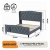 Queen Size Upholstered Platform Bed with Wingback Headboard and Wood Slat Support - 2 of 4