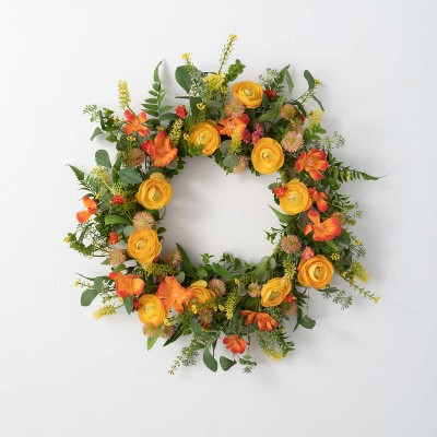 Sullivans Artificial Blooming Ranunculus Wreath
