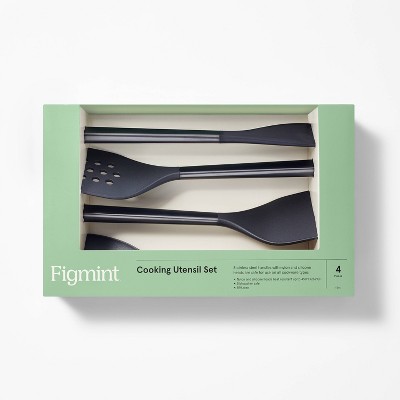 4-Piece Black Stainless Steel and Nylon Kitchen Utensil Set