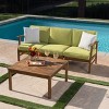 GDFStudio Abena Outdoor Acacia Wood 3 Seater Sofa and Coffee Table Set with Cushions - 2 of 4