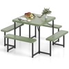 Costway Picnic Table Bench Set for 4-8 People with Umbrella Hole All-Weather HDPE Tabletop Black/Gray/Green/White - 2 of 4