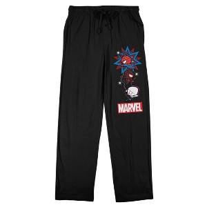 Marvel Kawaii Spider-Man And Friends Men's Black Sleep Pajama Pants - 1 of 3