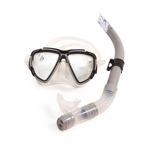 Pool Master 2pc Kona Pro Teen/Young Adult Scuba Mask and Snorkel Dive Set - Small/Medium - Gray/Black - 1 of 3