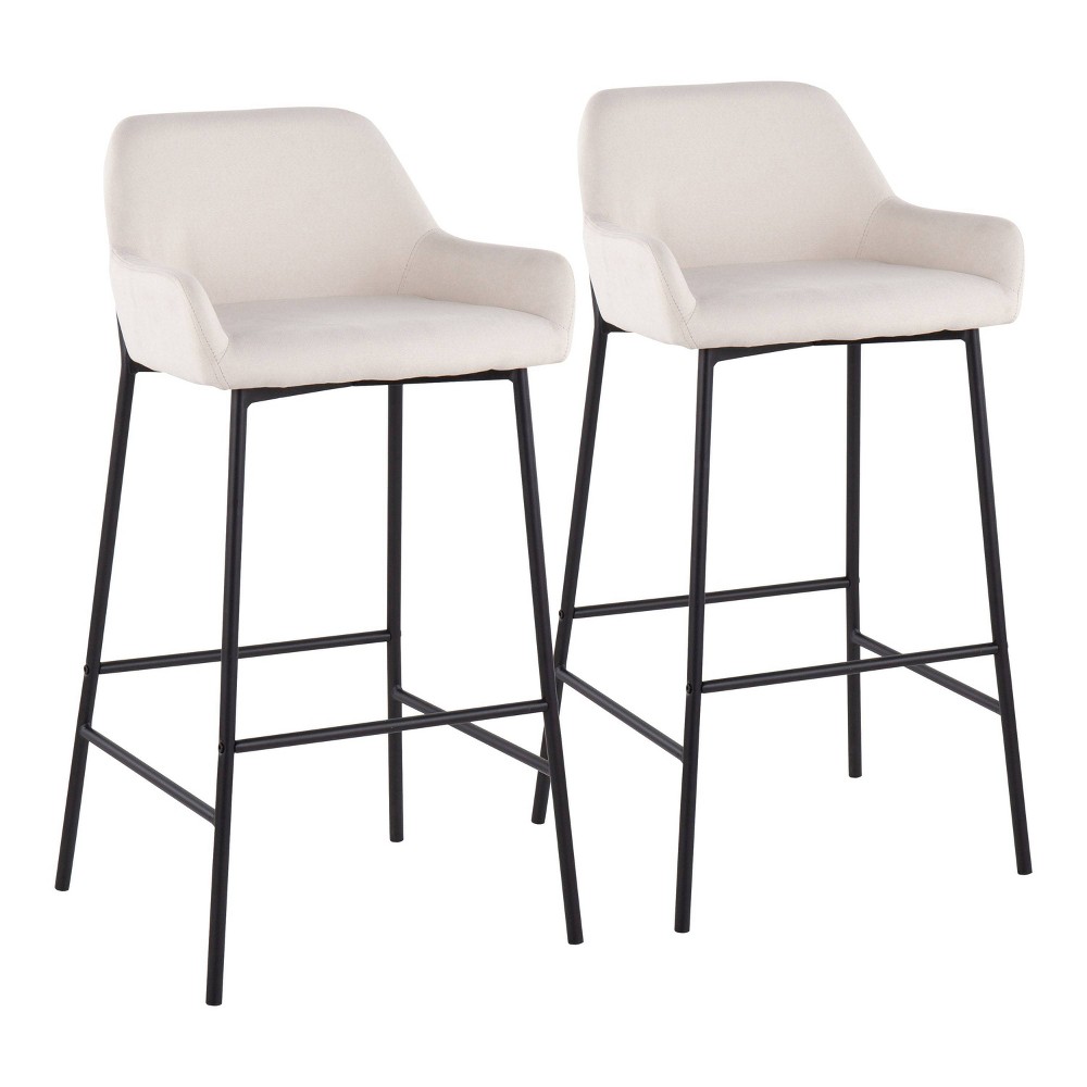 Photos - Chair Set of 2 Daniella Metal/Polyester Barstools Black/Cream - LumiSource