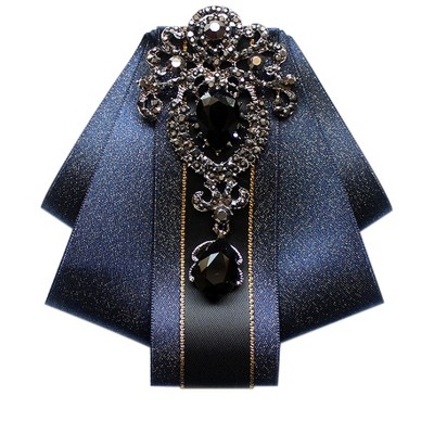 INSPIRE CHIC Women's Rhinestone Brooch Tie Pre-tied Ribbon Ties for Elegant Party