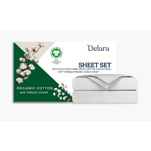 Delara 100% Organic Cotton Percale Weave Sheet sets, Smooth & Moisture-Wicking Sheets and Pillowcase - 1 of 4