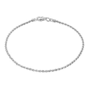 KISPER Solid 925 Sterling Silver 1.5mm Diamond-Cut Twisted Braided Rope Link Chain Bracelet - for Men & Women with Lobster Clasp - Made in Italy - 1 of 4