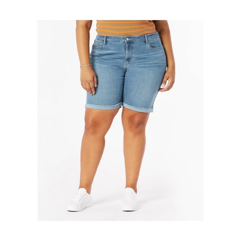 Denizen® From Levi's® Women's Plus Size Mid-rise Bermuda Jean Shorts -  Miramar Mist 18 : Target