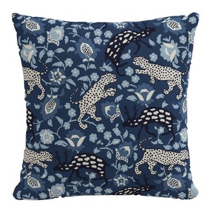 20"x20" Oversize Leopard Square Throw Pillow Blue - Skyline Furniture: Cotton Fabric, Indoor Decorative Cushion with Zipper - 1 of 4