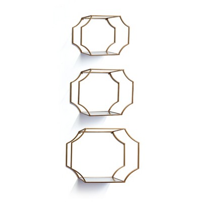 Plum & Post Hudson Mirrored Wall Shelves, Set Of 3