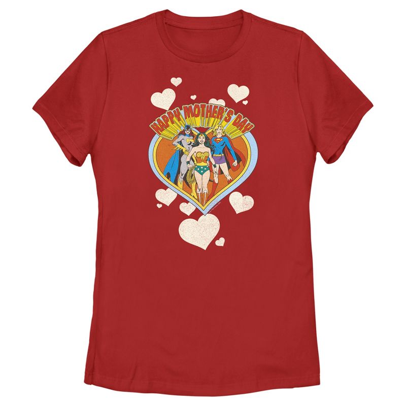 Women's Wonder Woman Happy Mother's Day Heart T-Shirt, 1 of 5