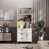 TackView 71" Tall Bookshelf with 3 Drawers, Bookcase with 3-Tier Open Shelves, Wooden Book Shelf with Storage Cabinet for Living Room, Bedroom - 3 of 4
