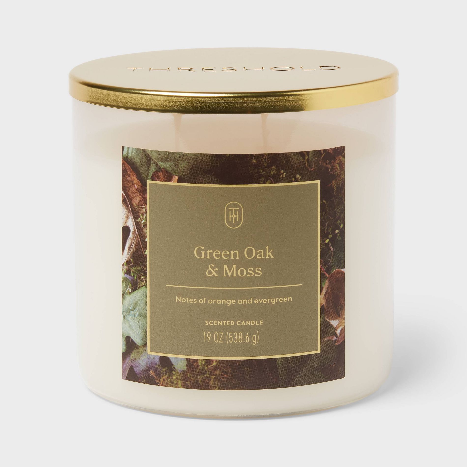 3 Wick Lidded Glass Green Oak and Moss Jar Candle 19oz - Threshold™