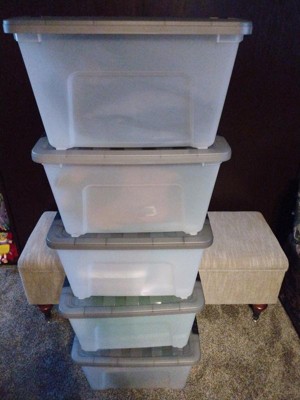 Iris 32qt 5pk Stack And Pull Plastic Storage Bin : Target