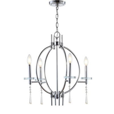 23" LED Crystal/Metal Laura Pendant Chrome - Jonathan Y