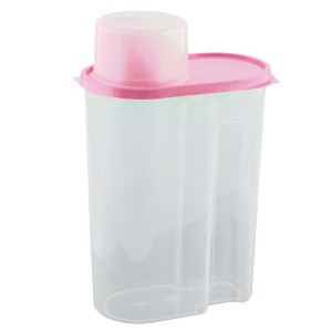 Unique Bargains Plastic Kitchen Cereal Grain Bean Rice Food Storage Container 2.5L Pink Clear 1 Pc - 1 of 4