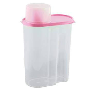 Unique Bargains Plastic Kitchen Cereal Grain Bean Rice Food Storage Container 2.5L Pink Clear 1 Pc