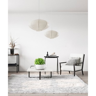 Alana Off-White Paper Lantern Pendant Light with Adjustable Height