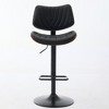 Walnut Bentwood Bar Stools Mid Century Modern Adjustable Counter Height Black Leather Upholstered 360°Swivel Bar Chairs - 4 of 4