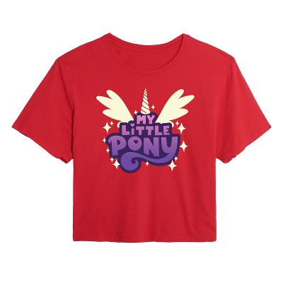 Women's My Little Pony New Gen Logo Wings Cropped Graphic T-Shirt - Red - X-Small