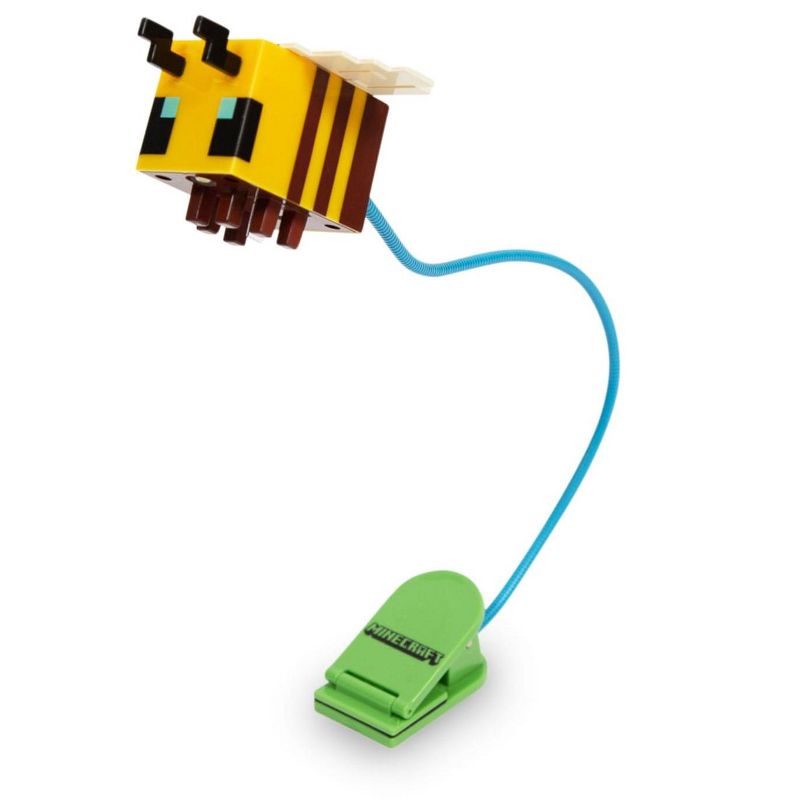 Minecraft Yellow Bee Battery-Powered Reading Light with Clip and Adjustable Arm, 1 of 7