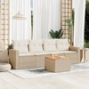 vidaXL Patio Sofa Set with Cushions Outdoor Furniture 5 Piece Poly Rattan - Beige and Cream - 2 of 4