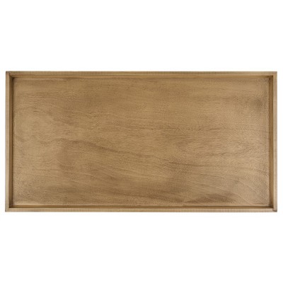 Transitional Desert Brown Pine Wood Rectangular Coffee Table with Tray