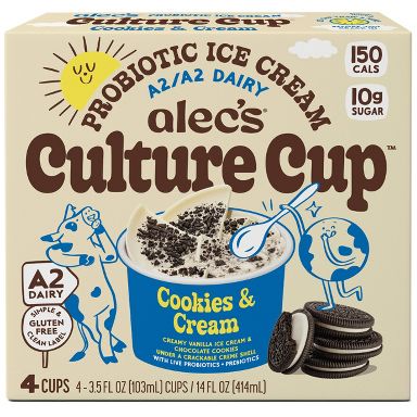 Alec's Ice Cream Culture Cup Frozen Cookies & Cream - 14 fl oz/4ct