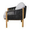 Outdoor Club Chairs Wood Style, Acacia Frame Lounge Chair with Rope and Cushion for Patio or Garden-Maison Boucle - 4 of 4