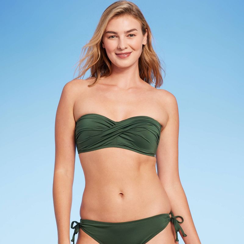 Women&#39;s Molded Bandeau Bikini Top - Kona Sol&#8482; Dark Green XL, 5 of 9