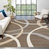 Indoor Modern Stripe Abstract Area Rugs for Living Room Bedroom Ultra Soft Washable Low Pile Non Slip Carpet Thin Floor Mat 5'x7'Brown - 2 of 4