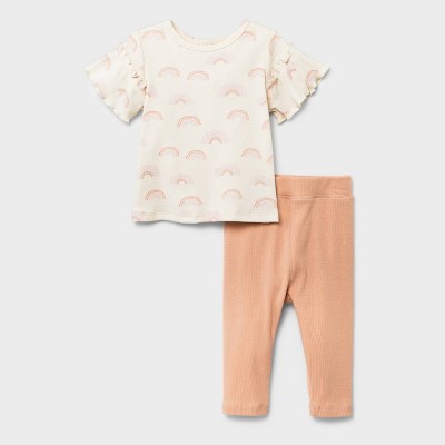 Grayson Mini Baby Girls' 2pc Rainbow Top & Bottom Set - Pink Newborn