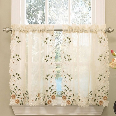 Rosemary Linen Embroidered Kitchen Curtains by Sweet Home Collection® - image 1 of 3