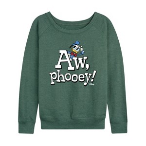 Women's - Disney - Donald Duck Lightweight French Terry Wide Neck Long Sleeve Shirt - 1 of 4