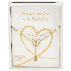 Pavilion Gift Company - With Butterflies - Gold Plated Layered Necklace - Necklaces - 1 of 4