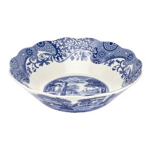 Spode Blue Italian 10-Inch Daisy Bowl - Decorative Scalloped Edge Serving Bowl with Blue Countryside Design - Elegant Accent Tableware - 1 of 4