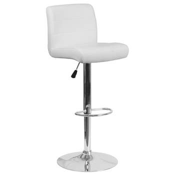 Flash Furniture Contemporary Vinyl Adjustable Height Barstool with Rolled Seat and Chrome Base